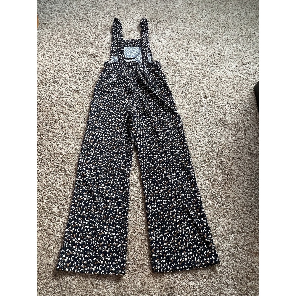 Saint Geraldine Women's Floral Print Corduroy Overalls Size Small Black - Picture 4 of 8